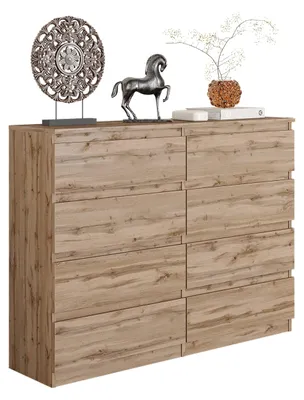 Produktbild von Kommode Wotan Eiche mit 8 Schubladen – Modernes Sideboard für Schlafzimmer & Wohnzimmer – Skandinavische Kommode – GABRIEL