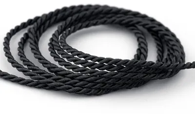 Deko-Kordel schwarz, 50 m x 2 mm, Polyester, gedreht, ohne Draht