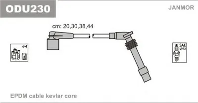 Produktbild von JANMOR ODU230 Zündkabelsatz Zündleitungssatz für OPEL Corsa B Schrägheck (S93) Astra F CC (T92) VECTRA B (36) Astra F Caravan (T92) VECTRA B Caravan