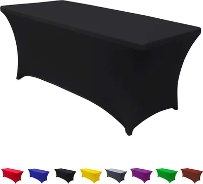 Produktbild von 183 x 74 x 76 cm Schwarz Fitted Polyester Tischdecke Rechteckige Stretch Tischdecke Bankett Party Show183 x 74 x 76 cm Schwarz Fitted Polyester Tischdecke Rechteckige Stretch Tischdecke Bankett Party Show