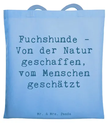 Produktbild von Mr. & Mrs. Panda Beutel Spruch Fuchshunde Liebe - Sky Blue - Geschenk, Hunderassen Pflege, Tote Bag, Jutetasche, baumwoll shopper, Beschreibung, Freunde, Hunde, geschätzt