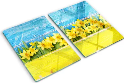 Obrázek produktu pro Kryt varné desky – Kryt na indukční desku – Ochranná skleněná deska – 2x40x52 cm– Skleněné ochranné desky na sporák –Tvrzené sklo –Narcisy