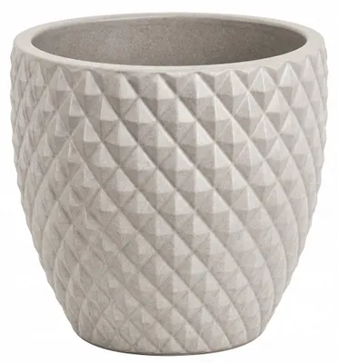 Immagine prodotto di Vaso da fiori rotondo in Vetroceramica, beige, 47 cm, smaltato, resistente al gelo, con foro di drenaggio, lucido