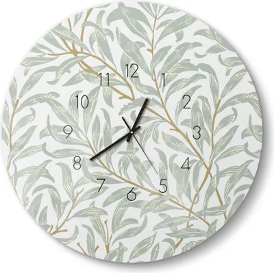 Produktbild von DEQORI Glasuhr Ø50 cm Zahlen 'Dekorative Weidenzweige' Wanduhr Glas Uhr Design leise