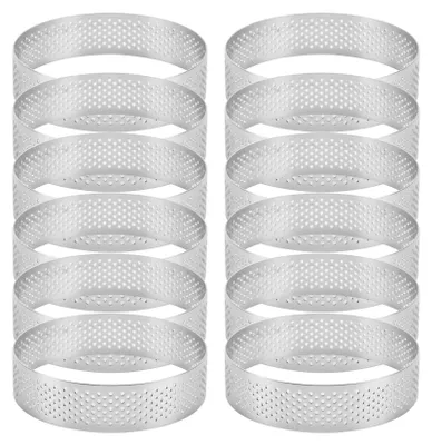 12er-Set runde Tortenringe aus Edelstahl, 6 cm, perforiert