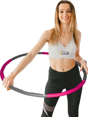 Produktbild von Best Sporting Hoop Fitnessreifen 100cm I 6-teilig I steckbar I blau oder pink I Hula Hoop mit Gewicht I Zum Abnehmen I Fitness I Gewicht 1,2 kg