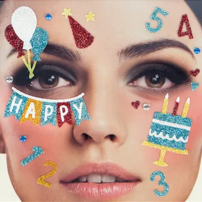 Produktbild von Gesichtstattoo Tattoo Karneval Fasching Geburtstag Hautaufkleber Sticker