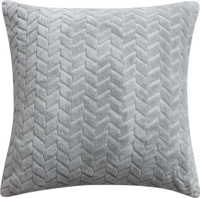 Produktbild von Dekorativer Kissenbezug mit Fischgrätmuster – Grau, stilvoller Zierkissenbezug für Sofa und Bett