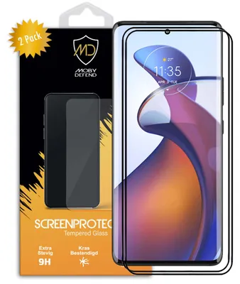 Productafbeelding van 2-Pack MobyDefend Screenprotectors - Geschikt voor  Motorola Edge 30 Fusion  -  Screensaver Met Zwarte Randen - Gehard Glas
