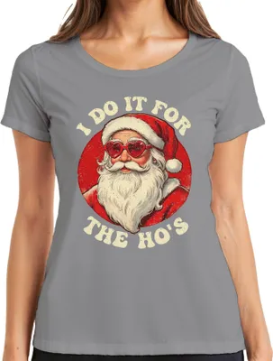 Produktbild von I Do It For The Ho's Weihnachtsmann Herzbrille Weihnachten Damen T-Shirt, Grau, M