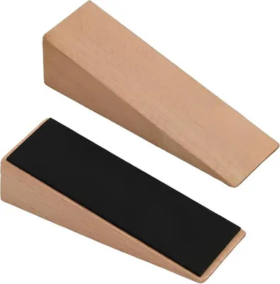 Produktbild von PolkaHome® Set von 2 Türstopper aus Bambus, Antirutsch mit Gummi, Türkeil für schwere Türen, Holzkeil für alle Bodentypen