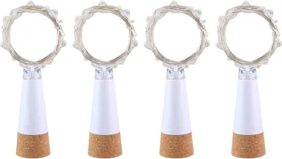 Productafbeelding van Kurkverlichting USB oplaadbaar - Set van 4 - LED flessenlamp voor DIY decoratie - Feest - Bruiloft - Thuis & Kerstmis