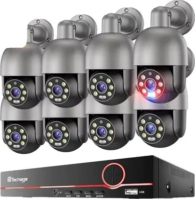Produktbild von Sicherheitskamerasystem, 8 Kanäle, Vollfarb-Nachtsicht, 8CH  8 Kamera 5MP, Keine