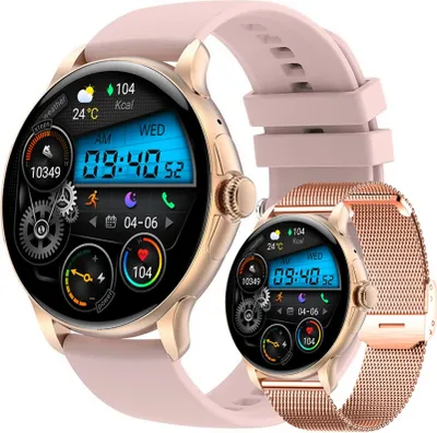 Obrázok produktu pre Rubicon RNCF35 ROSE GOLD Dámske inteligentné hodinky s náramkom + remienkom ružovej farby
