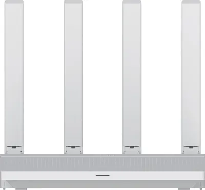 A white router with four antennas is shown against a white background.