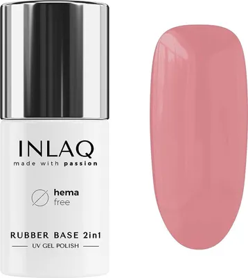 Produktbild von INLAQ® 2in1 Rubber Base Gel UV HEMA Free 6 ml - Gel Nagellack bis zu 95% Deckkraft Base Gel für Nagellack UV, Farbe Rose