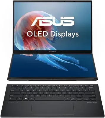 Produktbild von ASUS Zenbook Duo OLED UX8406CA | 14" WUXGA 16:10 OLED Display | 16 GB RAM | 1 TB SSD | Intel Core i9 | Intel Arc | Windows 11 | QWERTZ Tastatur Grau