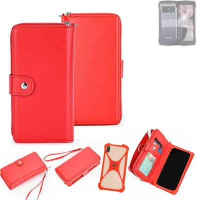 Produktbild von K-S-Trade 2in1 Schutzhülle Portemonnee Handyhülle mit Bumper kompatibel mit Doogee Smini Hülle Case Etui Geldbörse Smartphone rot (1x)