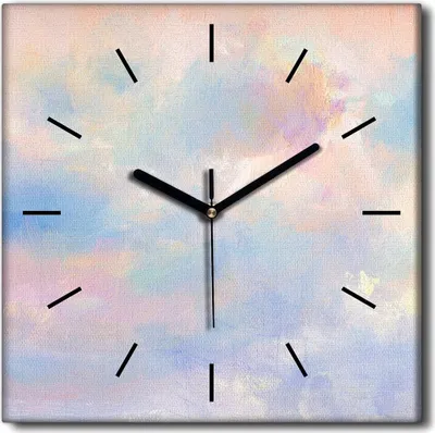 Produktbild von Coloray Uhr auf Leinwand 30x30 cm Wand Uhr Dekoration Wohnzimmer Segeltuch schwarze Hände -Himmel Wolken Natur.
