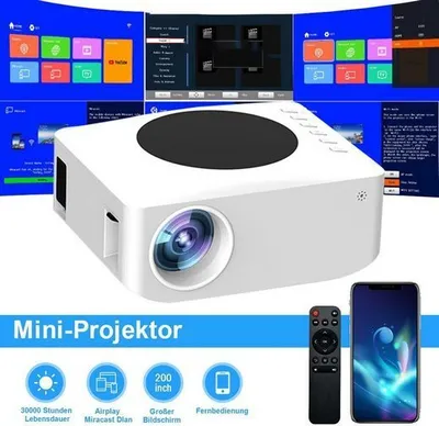 Produktbild von 8000LM WLAN-Projektor, kabellos, Heimkino, Kino, Film, USB, HDMI, AV Portabler Projektor (Kabelloser 200-Zoll-Großbildschirm, 8000 LM hohe Helligkeit)
