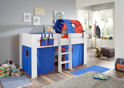 Produktbild von Relita Halbhochbett ANDI Liegefläche 90 x 20 cm Nachbildung weiß inkl. Vorhang, Tasche und 1-er Tunnel; BH1684117+TX5002010+TX5072010+TX5032010