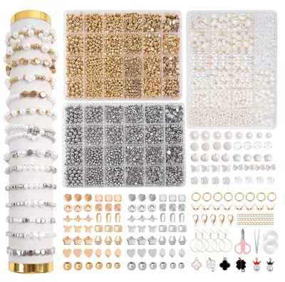 Produktbild von DIY Perlen Set für Armbänder mit Weißen Perlen
