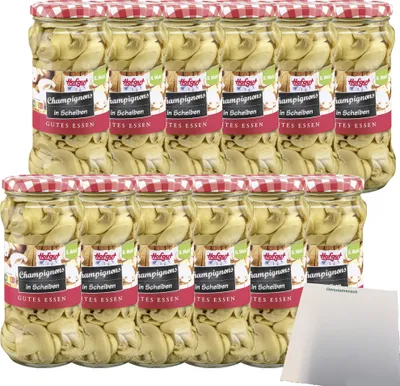 Produktbild von Hofgut Champignons in Scheiben VPE (12x370ml Glas) + usy Block