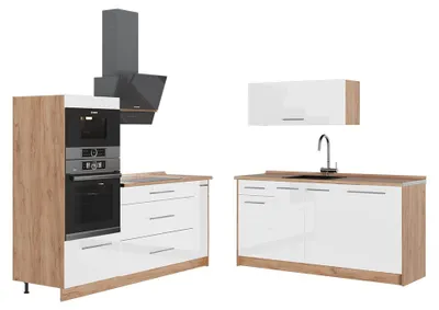 Obrázok produktu pre Kuchyňa Vicco Fame-Line Biely vysoký lesk/Dub Goldkraft 340 cm bez pracovnej dosky, Model 63716