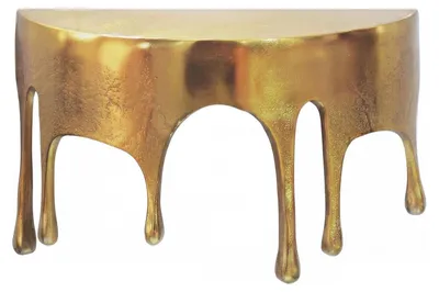 Wandregal Drops Gold 35 cm in Gesamtansicht mit vier tropfenförmigen Aussparungen und metallischer Goldoberfläche.