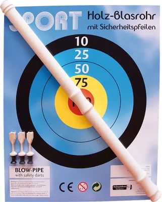 Produktbild von Blasrohr mit 3 Sicherheitspfeilen und Zielscheibe
