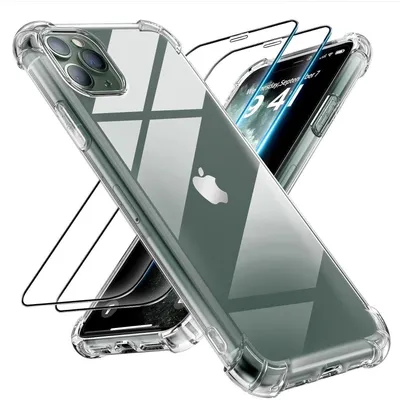 Obrázok produktu pre Ochranné puzdro 3 v 1 a tvrdené sklo pre iPhone 11 Pro, priehľadné, TPU, odolné proti nárazom a poškriabaniu