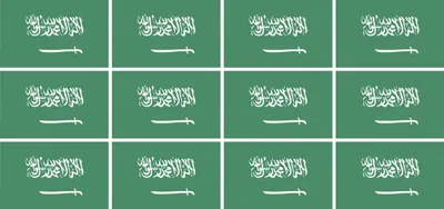 Produktbild von Mini Aufkleber Set - Pack glatt - 50x31mm - selbstklebender Sticker - Saudi Arabien - Flagge / Banner / Standarte fürs Auto, Büro, zu Hause und die Schule - 12 Stück