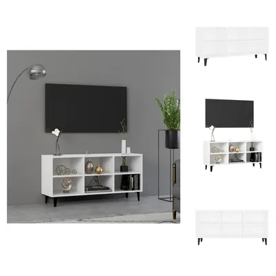 Image de vidaXL Armoire TV avec pieds métalliques blanc 103,5x30x50 cm - Meuble TV