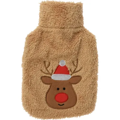 Produktbild von Wärmflasche mit kuscheligem Bezug 28 x 18 cm - 850 ml - Bettflasche - Rentier