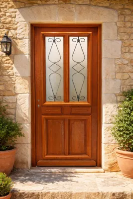 Immagine prodotto di Porta d'ingresso in legno con vetro Baya, H.200xL.80 cm, lato pannello dritto, GD MENUISERIES