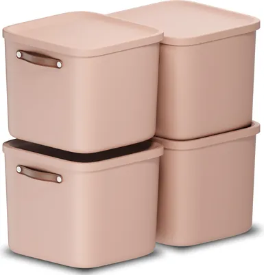 Produktbild von Rotho 4er-Set Aufbewahrungsbox 40L Maloja - Kunststoffbox mit Deckel - Stapelbox 39,5 x 38,0 x 34,0 cm - Plastikbox Ordnungsbox Allzweckkiste