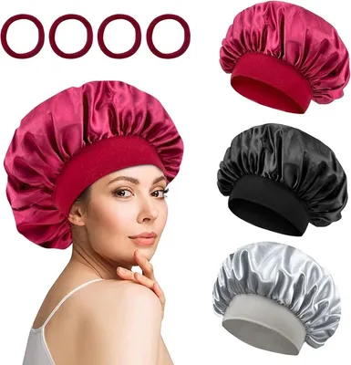 Seidenhaube für Frauen und Mädchen - Verstellbare satinierte Haube (3 Stück)