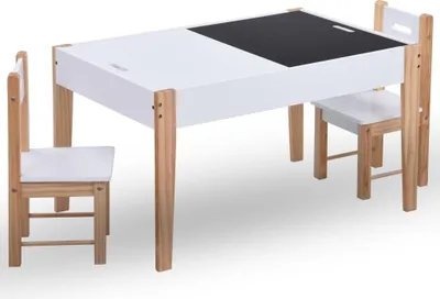 Produktbild von vidaXL 3-tlg. Kinder-Sitzgruppe mit Kreidetafel Schwarz und Weiß