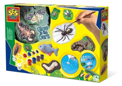 Produktbild von SES Creative 01153 Gruseltiere Gips Gießset, Basteln und Anmalen mit Leuchtfarbe, Guss-/Mal-Set für Kinder, 5 Jahr(e), Mehrfarbig