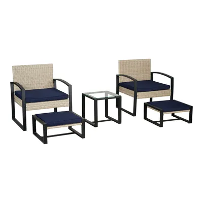 Image de Ensemble de meubles de jardin 'Calvello' 5 pièces comprenant une table, 2 chaises et 2 repose-pieds
