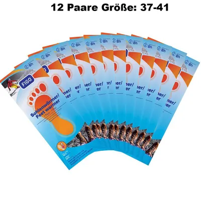 Produktbild von Sohlenwärmer 12er Set – 12 Paar Fußwärmer Einheitsgröße 37–41, bis zu 8h Wärme, max. 56°C – Winterwärmer für Ski, Wandern, Outdoor & kalte Füße