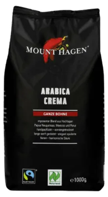 Produktbild von Mount Hagen Bio Röstkaffee Crema Arabica ganze Bohne 1 kg