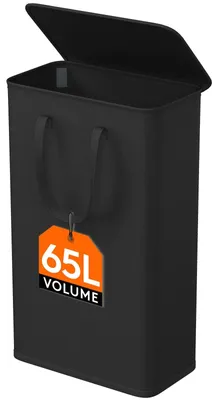Produktbild von Wäschekorb Wäschesammler Wäschebox - 65 Liter - Schwarz - Mit Griffen