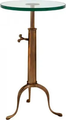 Produktbild von Casa Padrino Designer Luxus Industrial Design Beistelltisch Höhenverstellbar Messingfarben Höhe: 63 - 76 cm, Durchmesser 40 cm - Edelstahl Tisch - Telefontisch Antique Brass Finish - Luxus Qualität