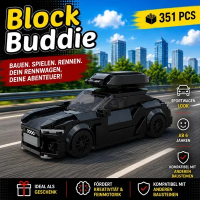Produktbild von BlockBuddie™ RS6 inspiriertes - 351 Teile - Auto Rennwagen Klemmbausteine Set