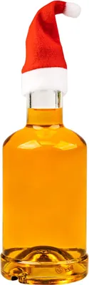 Zdjęcie produktu dla SUPERBUTELKI - Butelka szklana Tadek 250 ml z korkiem + Mini czapeczka Mikołaja na nalewki, wino, likier, wódkę