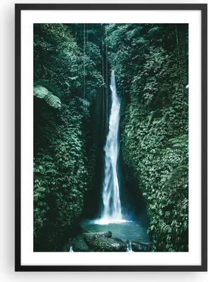 Produktbild von Gerahmtes Poster - Schwarzer Rahmen - Tropen Wasserfall Dschungel - 50x70 cm - Wand Bild - Wanddeko - Wandbilder - Kunstposter - Wandposter - Bilderrahmen - Bilder - Kunstdruck - P2BPA50x70-5103