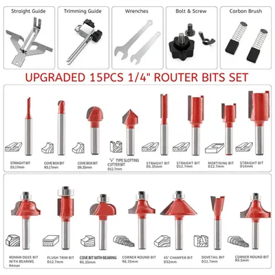 Image de Fraiseuse électrique - Fraiseuse à bois - 800 W - 30 000 tr/min - Mandrin de 6,35 mm - Pour le travail du bois - Fraisage et découpe