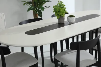 Obrázok produktu pre *Jedálenský stôl Jedáleň Jedálenský stôl drevo Moderný biely oválny