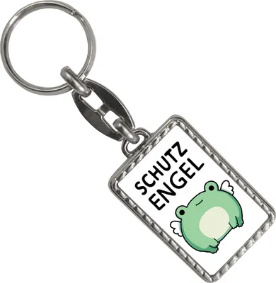 Produktbild von Frosch Schlüsselanhänger mit Bordüre mit Spruch Schutzengel